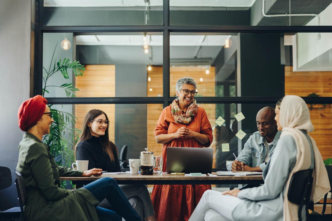 diverse group of colleagues in workplace